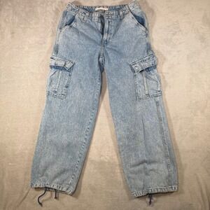Levis 94 Baggy Cargo Jeans Light Wash Wide Leg Drawstring Hem W28 L30 A4707-0026